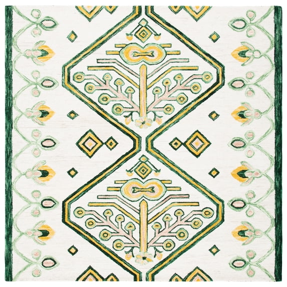 SAFAVIEH Aspen Eirann Southwestern Wool Area Rug, Ivory/Yellow, 7' x 7' Square