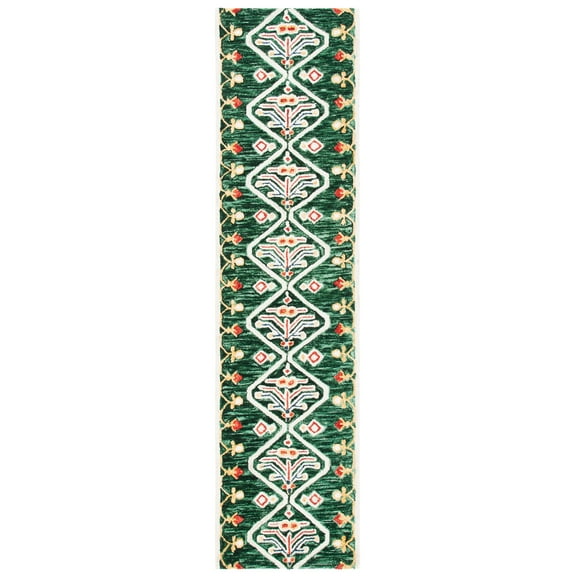 SAFAVIEH Aspen Eirann Southwestern Wool Runner Rug, Green/Ivory, 2'3" x 9'