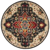 SAFAVIEH Aspen Ellie Floral Bordered Wool Area Rug, Charcoal/Cream, 9' x 9' Round