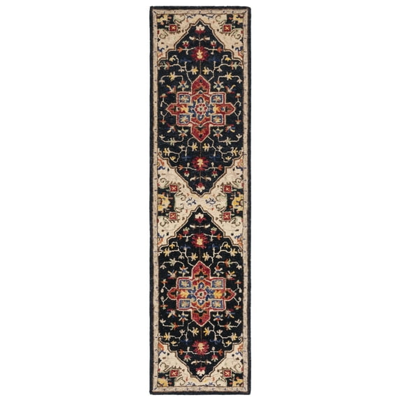 SAFAVIEH Aspen Ellie Oriental Wool Runner Rug, Charcoal/Cream, 2'3" x 9'