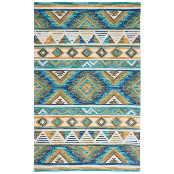 SAFAVIEH Aspen Ember Geometric Area Rug, Blue/Yellow, 3' x 5'