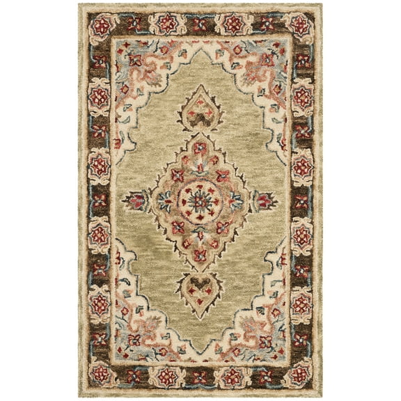 SAFAVIEH Aspen Emilija Southwestern Wool Area Rug, Sage/Brown, 3' x 5'