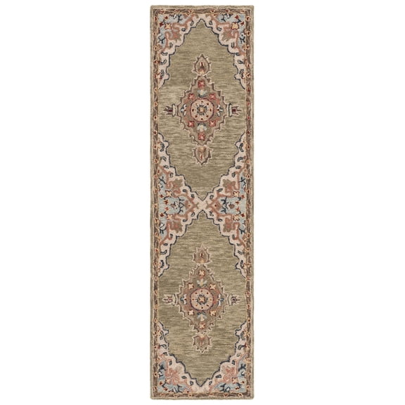 SAFAVIEH Aspen Emilija Southwestern Wool Runner Rug, Sage/Brown, 2'3" x 15'