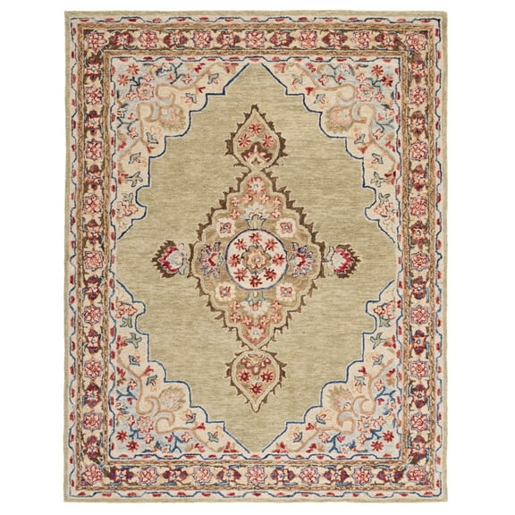 SAFAVIEH Aspen Emilija Southwestern Wool Runner Rug, Sage/Brown, 2'3" x 7'