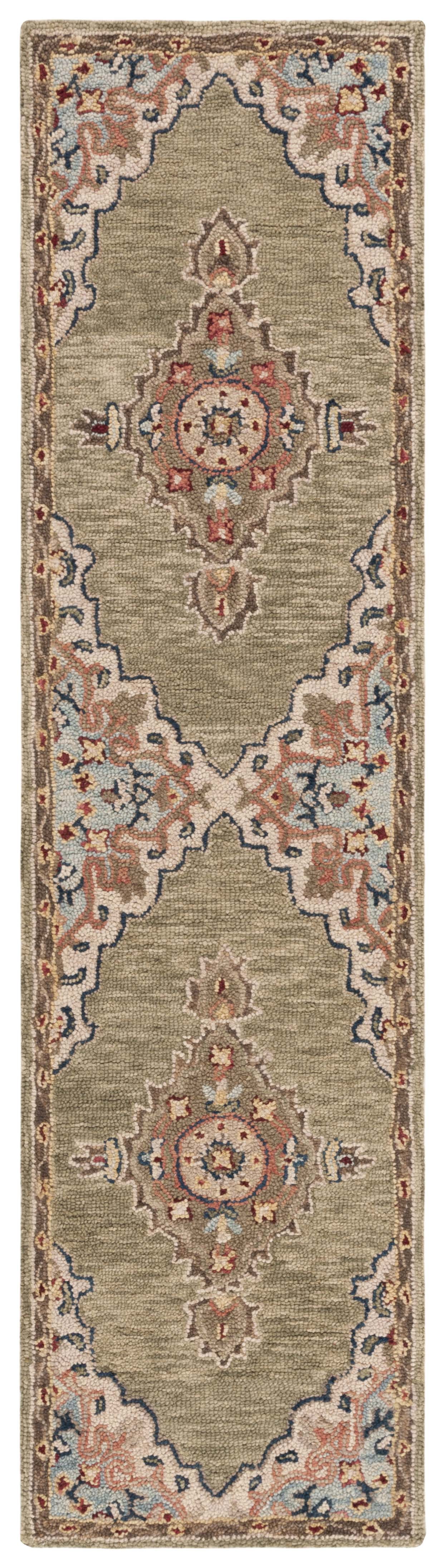 Aspen Sage and Brown Hand Tufted Wool Runner Rug