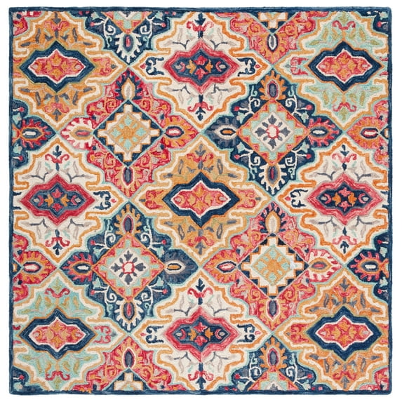 SAFAVIEH Aspen Emory Tribal Area Rug, Blue/Rust, 7' x 7' Square