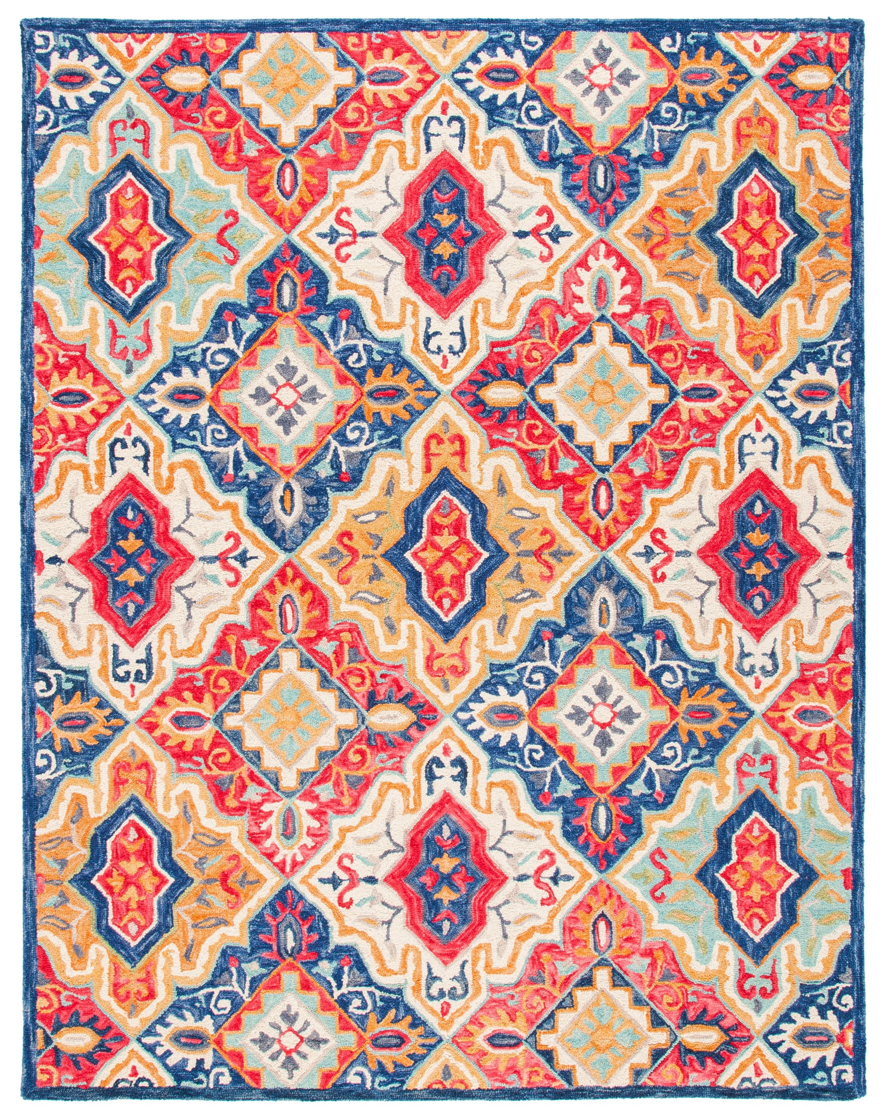 SAFAVIEH Aspen Emory Tribal Area Rug, Blue/Rust, 9' x 12'