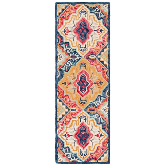 SAFAVIEH Aspen Emory Tribal Runner Rug, Blue/Rust, 2'3" x 7'