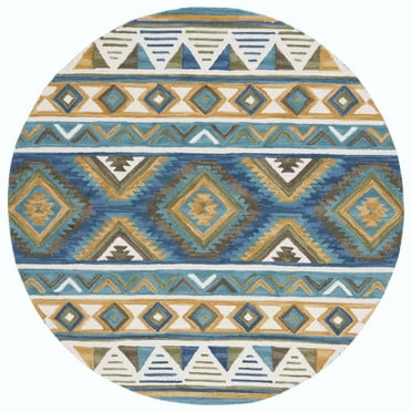 SAFAVIEH Aspen Enric Damask Wool Runner Rug, Blue/Ivory, 2'3" x 9'