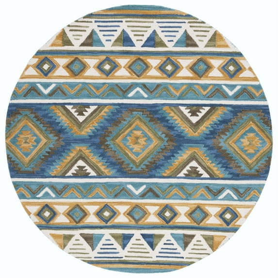 SAFAVIEH Aspen Enric Damask Wool Runner Rug, Blue/Ivory, 2'3" x 9'