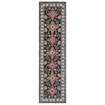 SAFAVIEH Aspen Ermintrude Geometric Wool Runner Rug, Charcoal/Blue, 2'3" x 15'