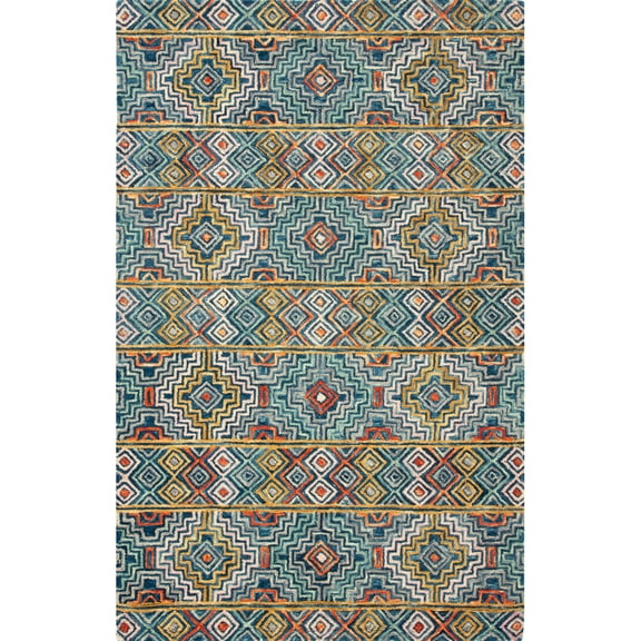 SAFAVIEH Aspen Ethelbert Geometric Wool Area Rug, Blue/Gold, 5' x 8'