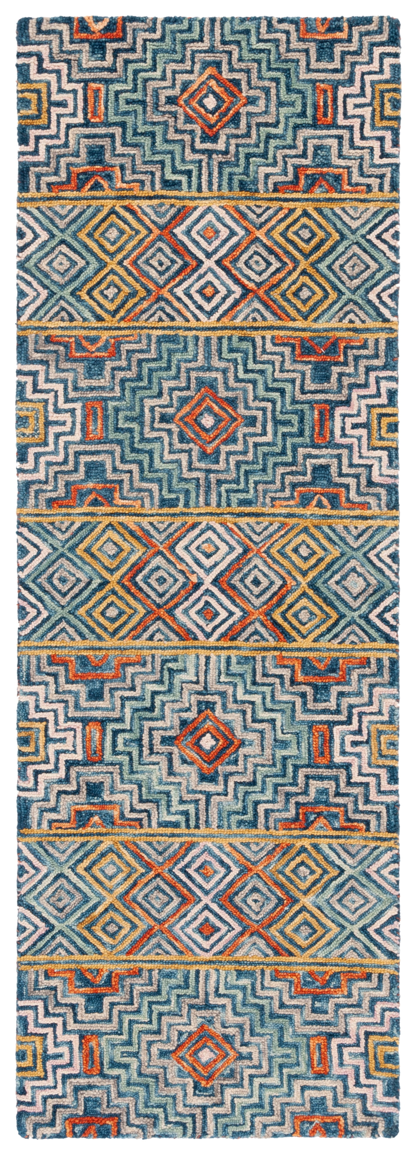 SAFAVIEH Aspen Ethelbert Geometric Wool Runner Rug, Blue/Gold, 2'3" x 19'