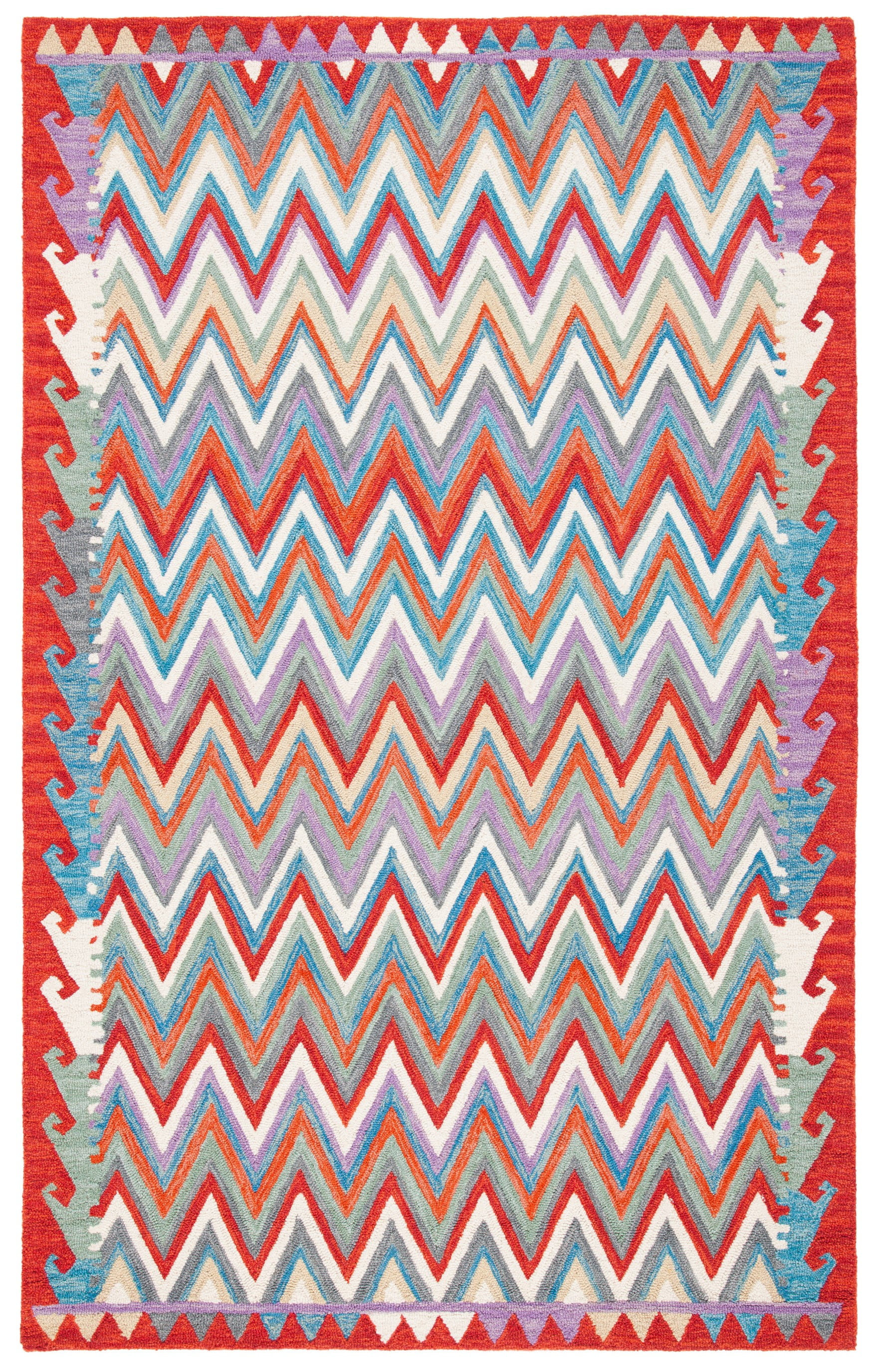 SAFAVIEH Aspen Fleur Zig Zag Area Rug, Red/Ivory, 4' x 6'