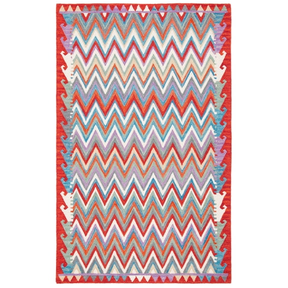 SAFAVIEH Aspen Fleur Zig-Zag Area Rug, Red/Ivory, 5' x 8'