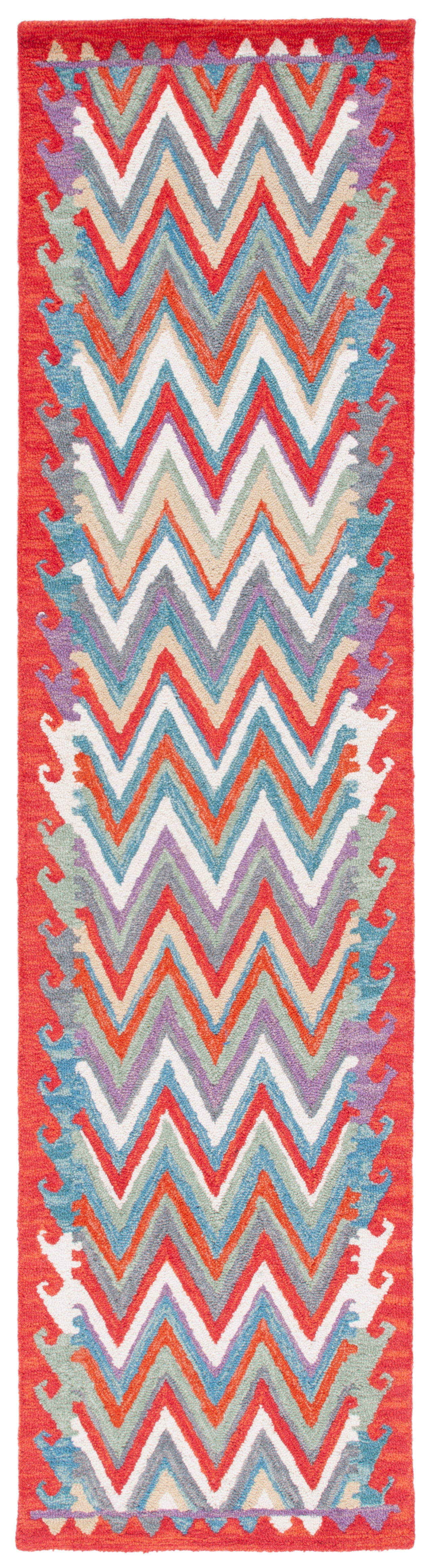 SAFAVIEH Aspen Fleur Zig-Zag Runner Rug, Red/Ivory, 2'3" x 9'