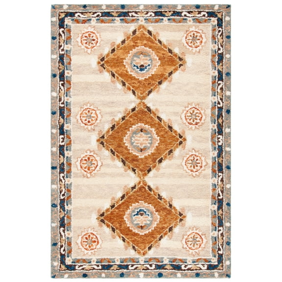 SAFAVIEH Aspen Flor Geometric Area Rug, Brown/Blue, 5' x 8'