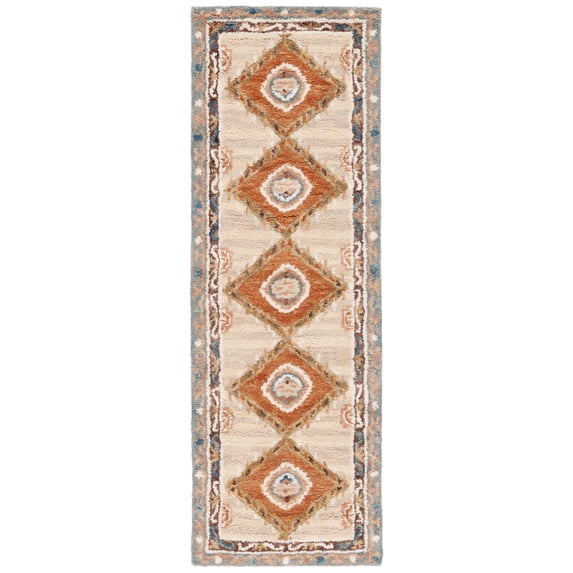 SAFAVIEH Aspen Flor Geometric Runner Rug, Brown/Blue, 2'3" x 7'