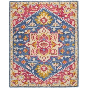 SAFAVIEH Aspen Gamal Floral Bordered Wool Area Rug, Navy/Fuchsia, 8' x 10'