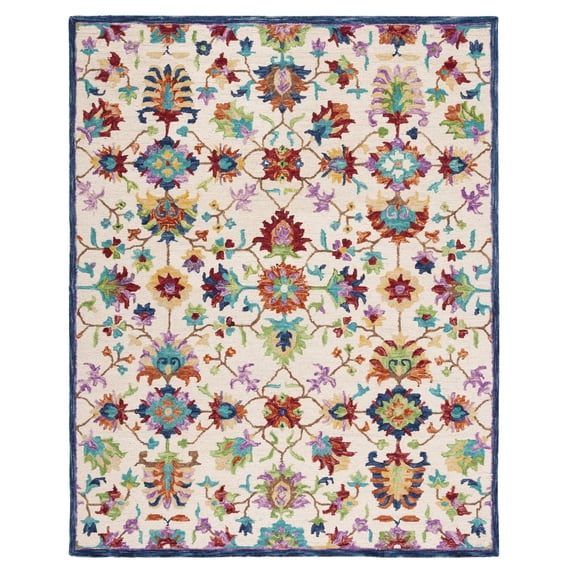 SAFAVIEH Aspen Giles Floral Wool Area Rug, Ivory/Blue, 9' x 12'