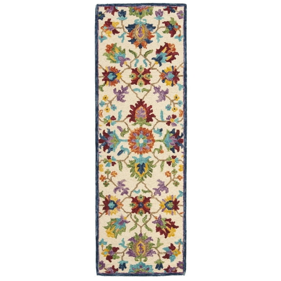 SAFAVIEH Aspen Giles Floral Wool Runner Rug, Ivory/Blue, 2'3" x 9'