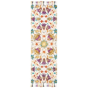 SAFAVIEH Aspen Hughie Colorful Floral Wool Runner Rug, Ivory/Purple, 2'3" x 7'