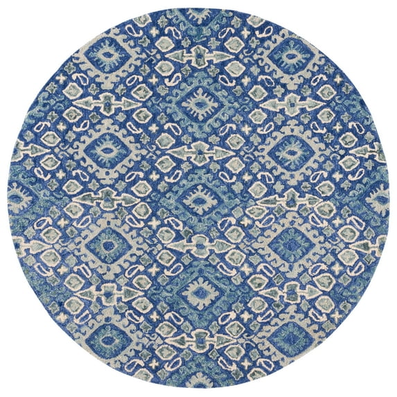 SAFAVIEH Aspen Isaiah Floral Wool Area Rug, Navy/Beige, 6' x 6' Round