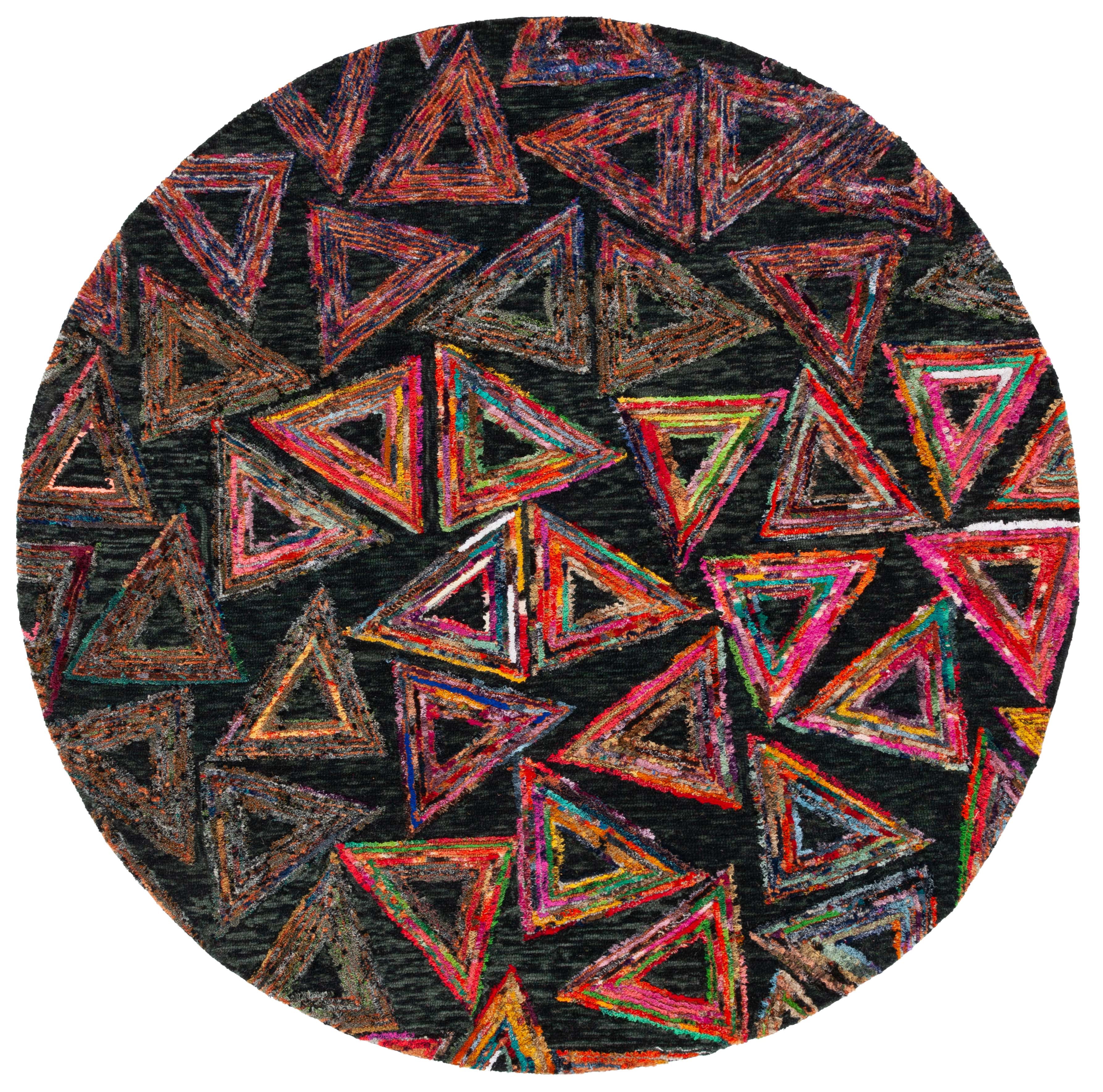 SAFAVIEH Aspen Jacob Geometric Area Rug, Dark Green/Black, 7' x 7' Round