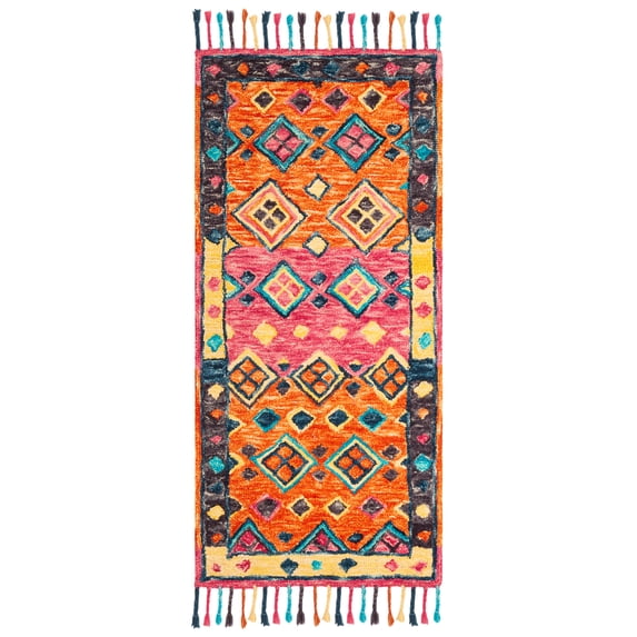 SAFAVIEH Aspen Jake Southwestern Wool Area Rug, Orange/Fuchsia, 2'3" x 4'