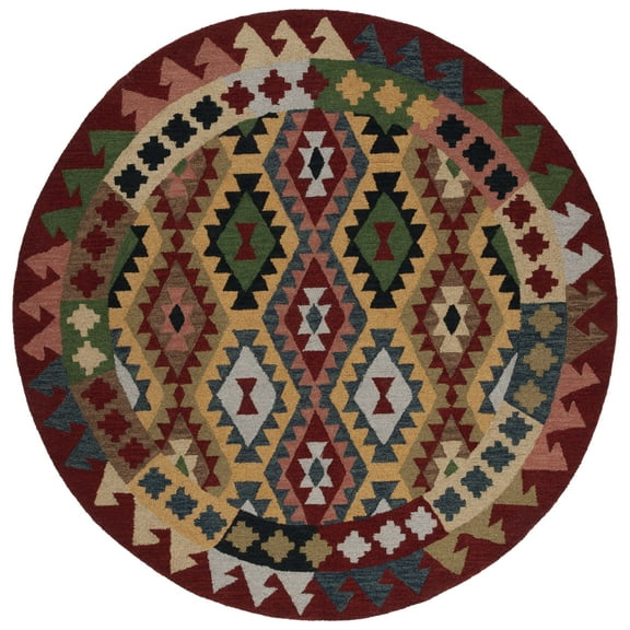 SAFAVIEH Aspen Jancis Tribal Area Rug, Red/Green, 7' x 7' Round