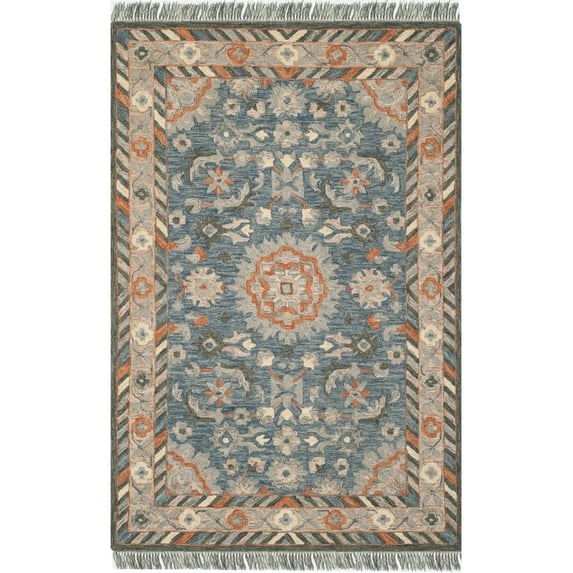 SAFAVIEH Aspen Jayma Oriental Wool Area Rug, Blue/Rust, 3' x 5'