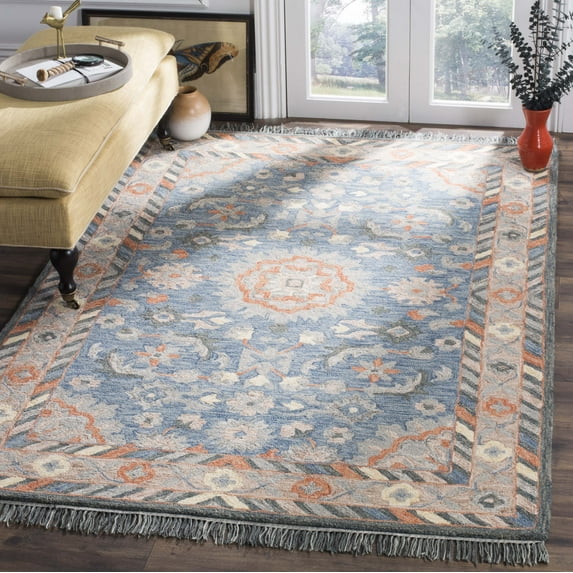SAFAVIEH Aspen Jayma Oriental Wool Area Rug, Blue/Rust, 5' x 8'