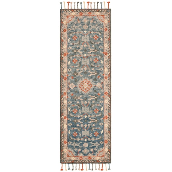 SAFAVIEH Aspen Jayma Oriental Wool Runner Rug, Blue/Rust, 2'3" x 7'