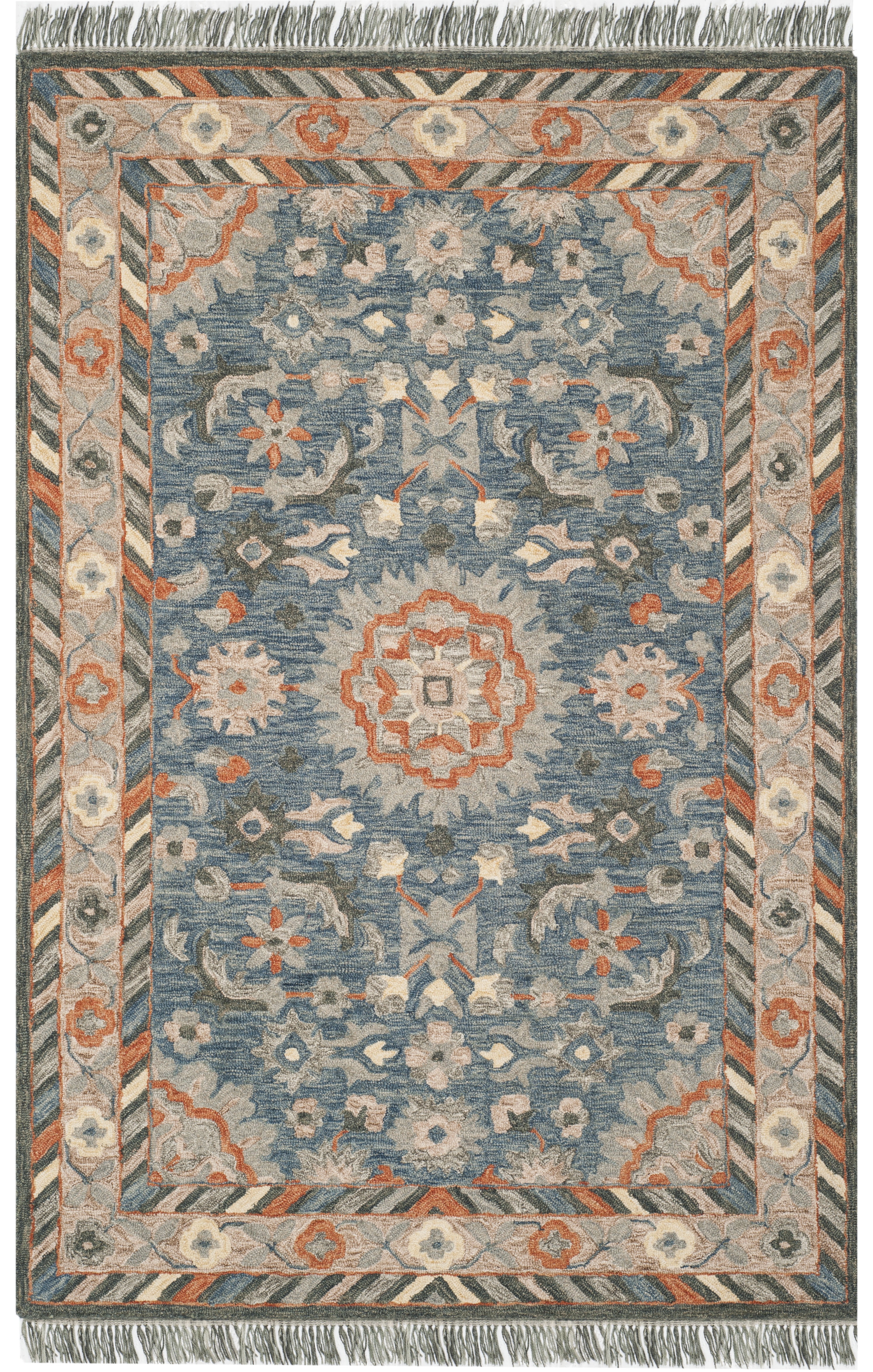Handmade Tufted Square Wool Accent Rug in Blue - 24" x 24"