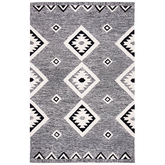 SAFAVIEH Aspen Jayna Geometric Wool Area Rug, Black/Ivory, 2'3" x 4'
