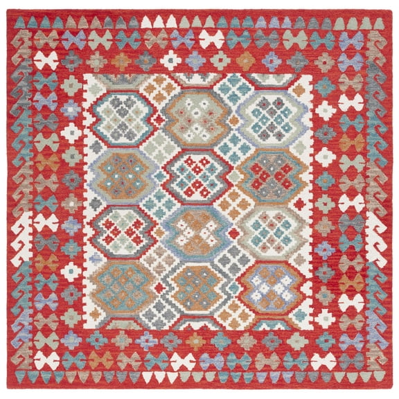 SAFAVIEH Aspen Jenae Geometric Area Rug, Red/Ivory, 7' x 7' Square