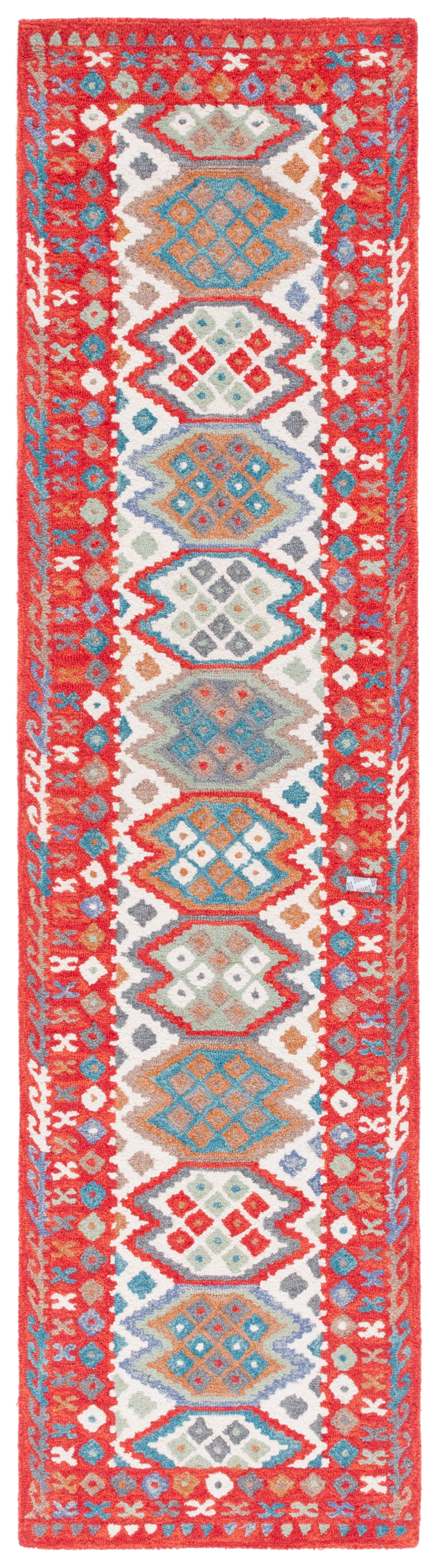 SAFAVIEH Aspen Jenae Geometric Runner Rug, Red/Ivory, 2'3" x 9'