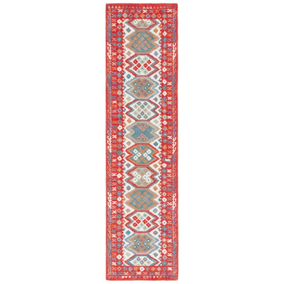 SAFAVIEH Aspen Jenae Geometric Runner Rug, Red/Ivory, 2'3" x 9'