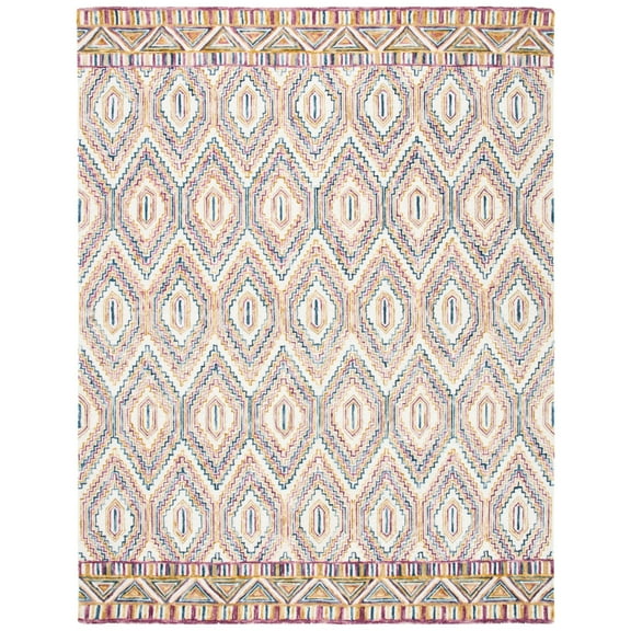 SAFAVIEH Aspen Jessamine Geometric Hexagons Wool Area Rug, Ivory/Rust, 5' x 8'