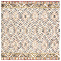 SAFAVIEH Aspen Jessamine Geometric Wool Area Rug, Ivory/Rust, 7' x 7' Square