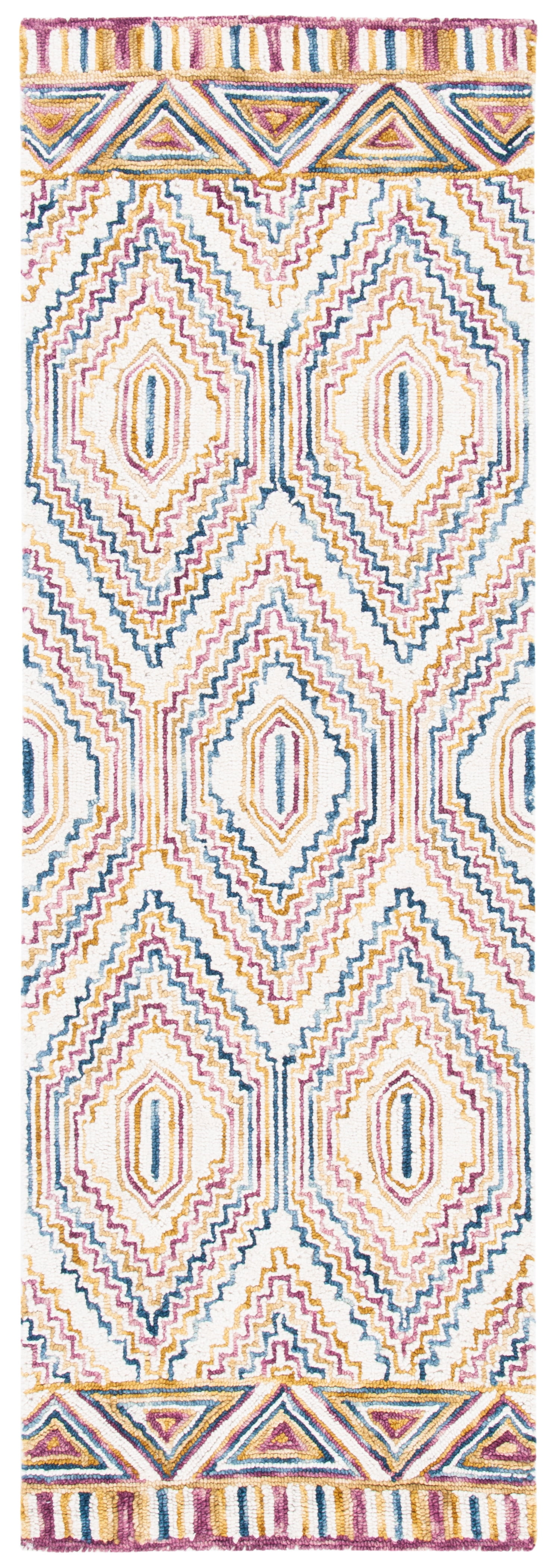 SAFAVIEH Aspen Jessamine Geometric Wool Runner Rug, Ivory/Rust, 2'3" x 7'