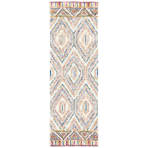 SAFAVIEH Aspen Jessamine Geometric Wool Runner Rug, Ivory/Rust, 2'3" x 7'