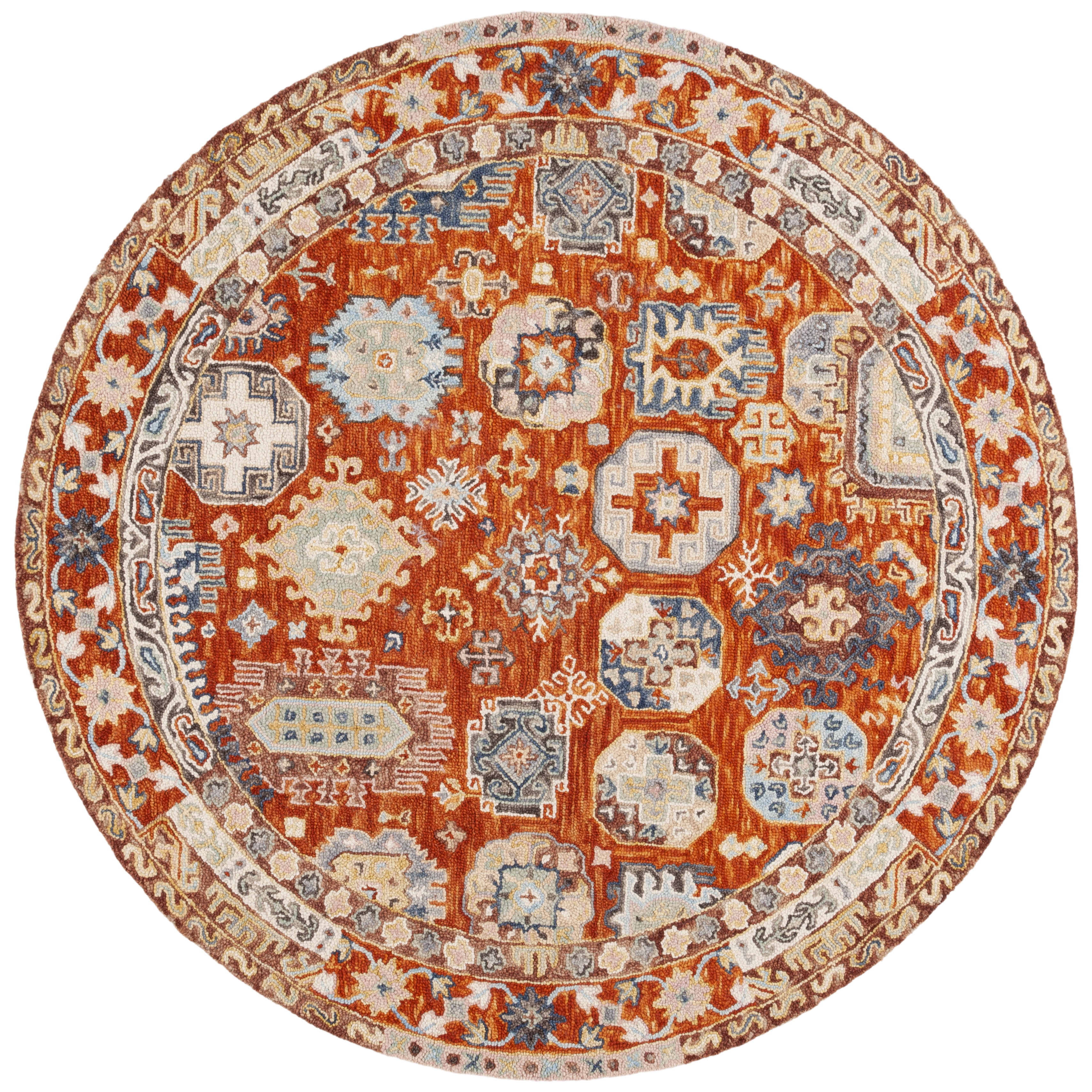 SAFAVIEH Aspen Joandra Oriental Area Rug, Rust/Ivory, 7' x 7' Round