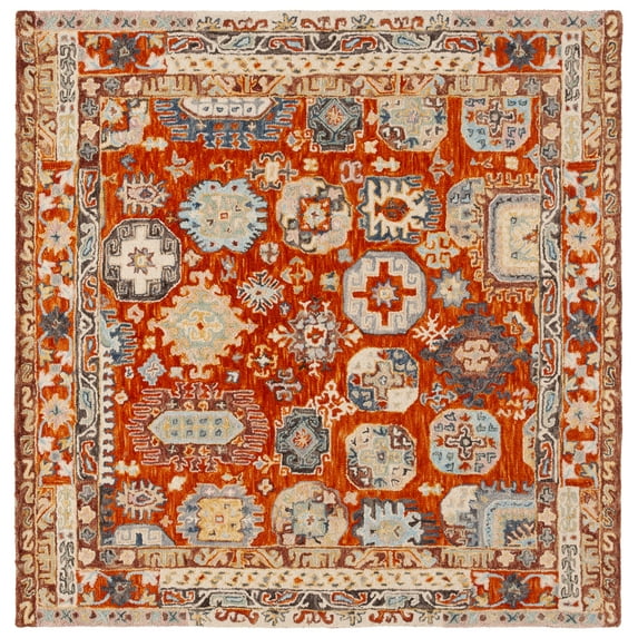 SAFAVIEH Aspen Joandra Oriental Area Rug, Rust/Ivory, 7' x 7' Square