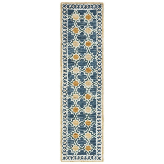 SAFAVIEH Aspen Joshua Geometric Area Rug, Navy/Yellow, 5' x 5' Round