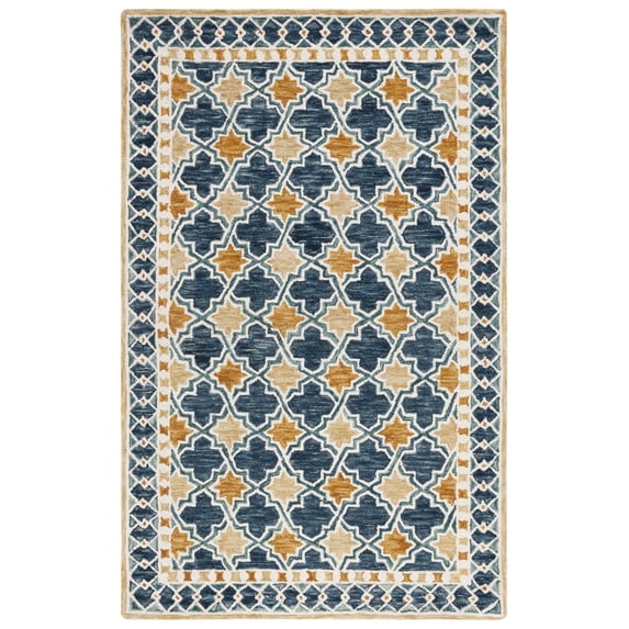 SAFAVIEH Aspen Joshua Geometric Area Rug, Navy/Yellow, 6' x 9'