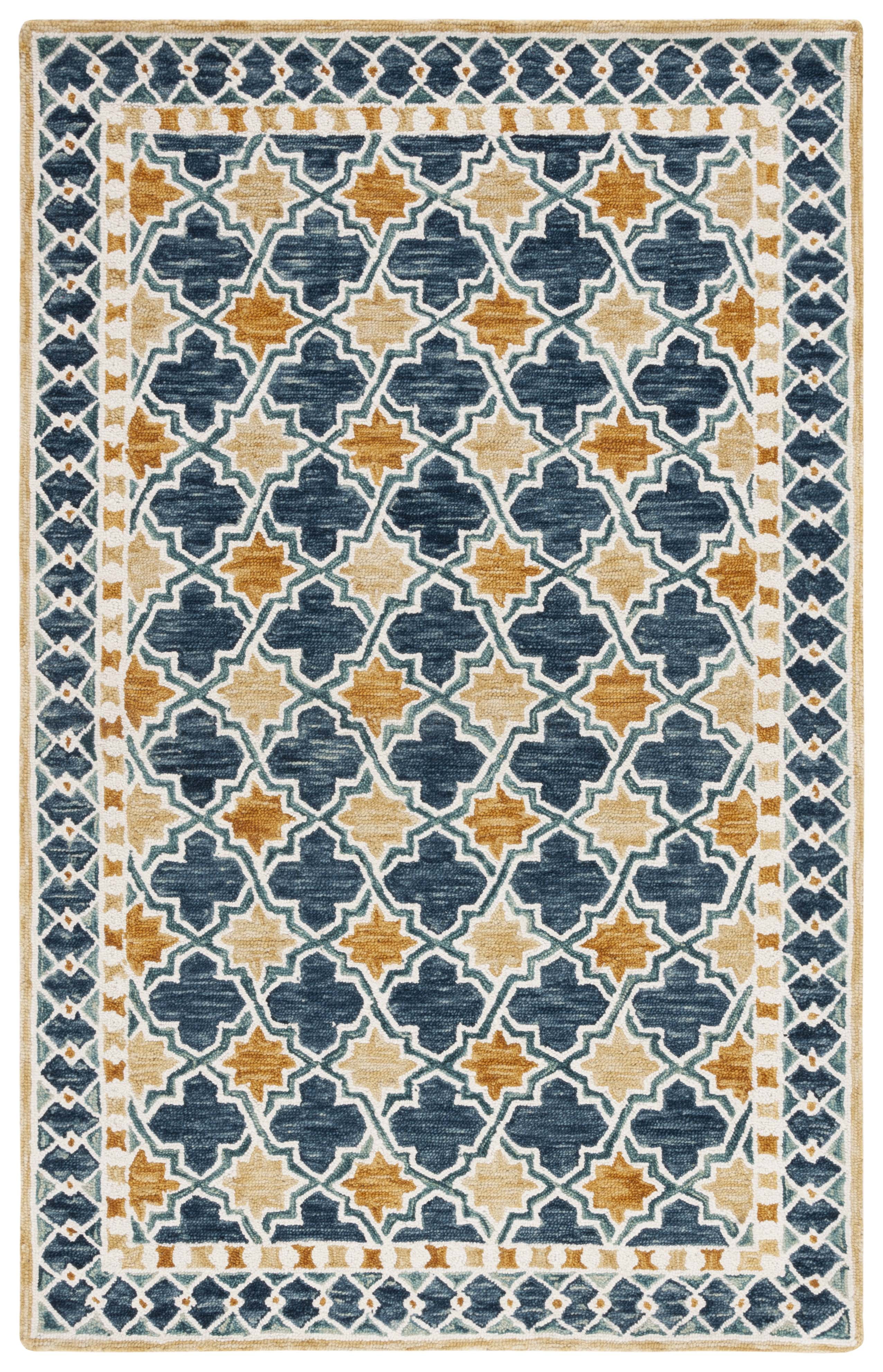 SAFAVIEH Aspen Joshua Geometric Area Rug, Navy/Yellow, 8' x 10'
