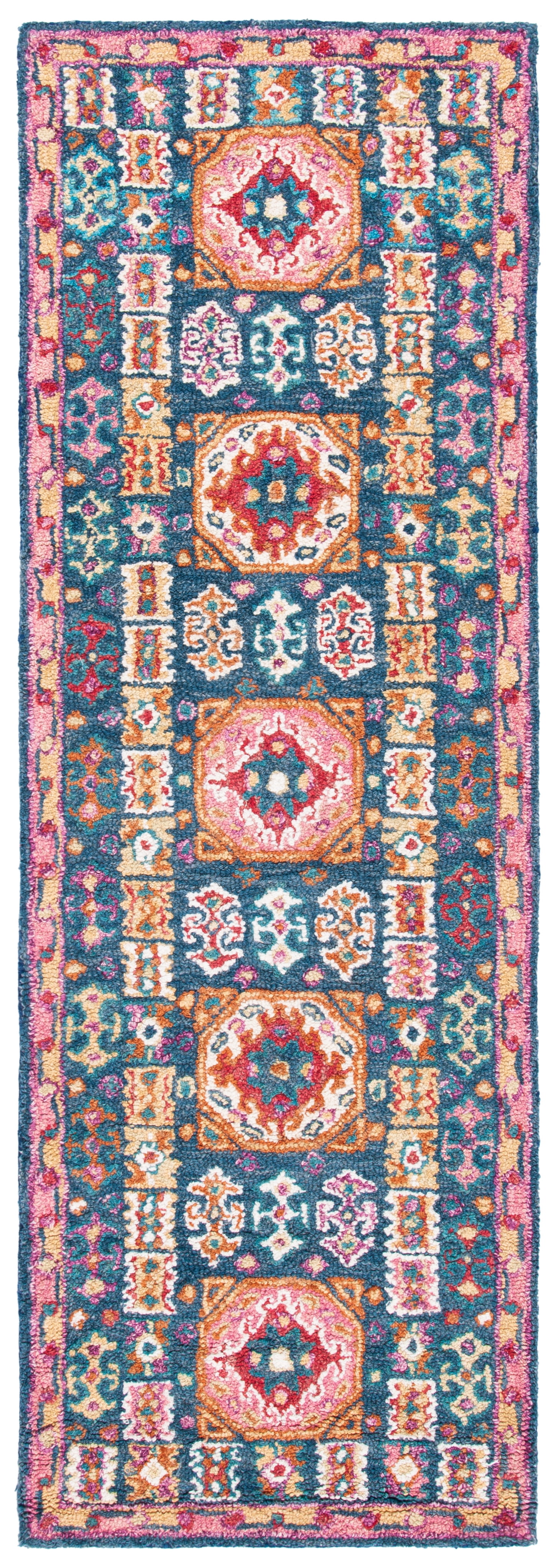 SAFAVIEH Aspen Kapoor Floral Wool Runner Rug, Blue/Red, 2'3" x 9'