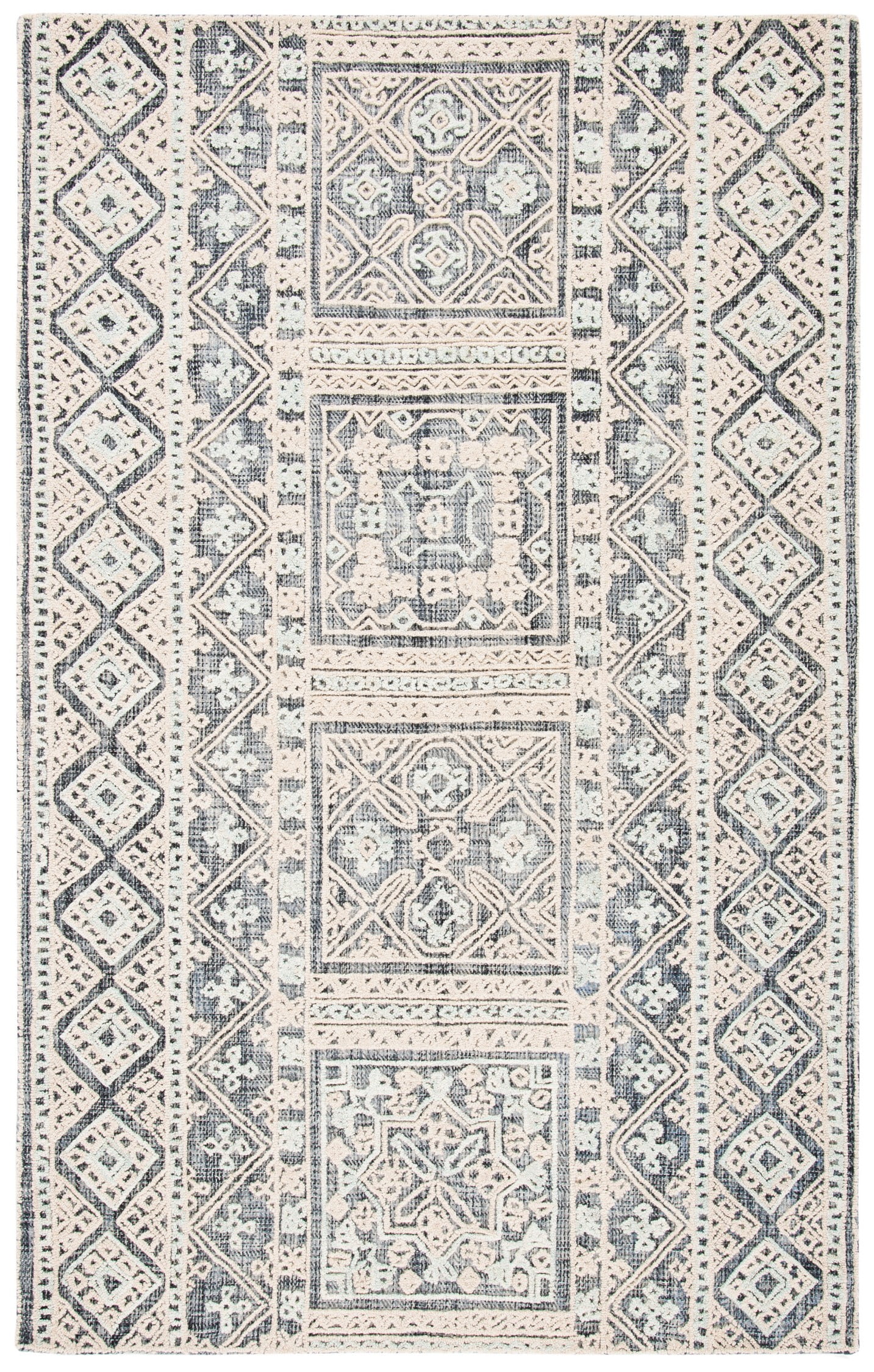 Gray Geometric Handmade Wool Area Rug 3' x 5'