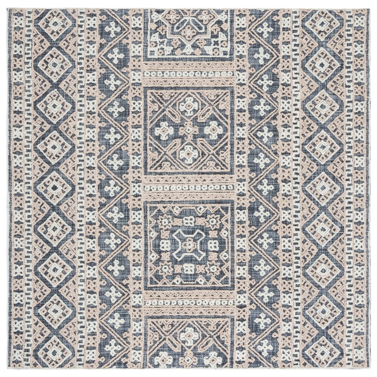 Gray Geometric Handmade Wool Tufted 7' x 7' Square Rug